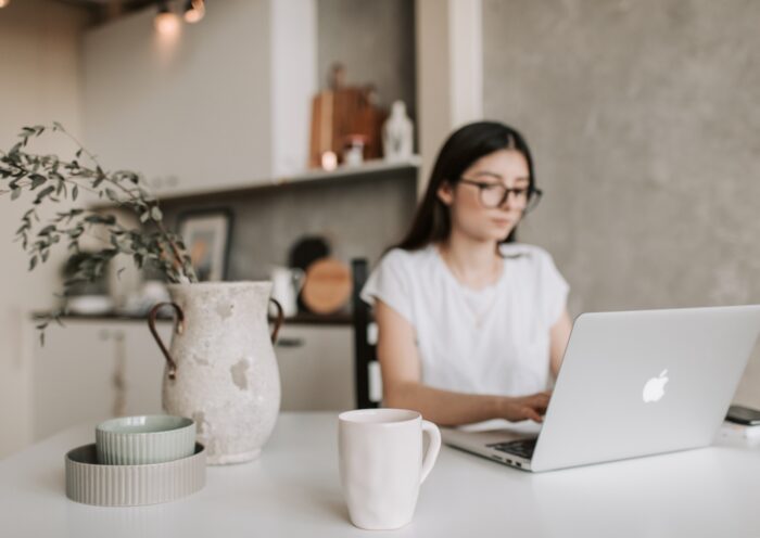 young businesswoman working remotely.